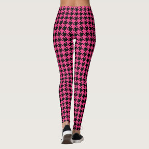 Bright Pink Rockabilly Houndstooth Leggings