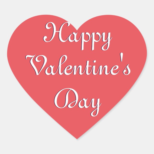 Bright Pink Romantic Happy Valentine's Day Love Heart Sticker (Front)