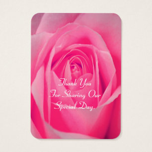 Bright pink rose flower favour thank you tag