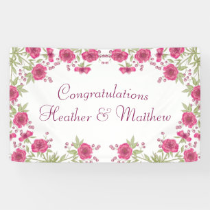 Bright Pink Rose Wedding Banner