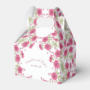 Bright Pink Rose Wedding Favour Box