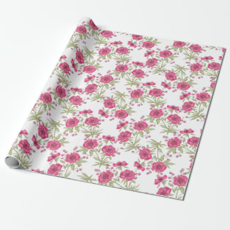 Bright Pink Rose Wedding Wrapping Paper