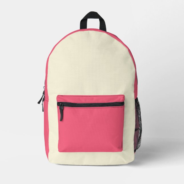 Bright pink School Stylish Trendy Two Tone Printed Backpack (Front)