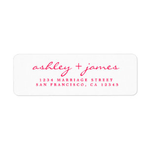 Bright Pink Script Elegant Wedding Return Address Label
