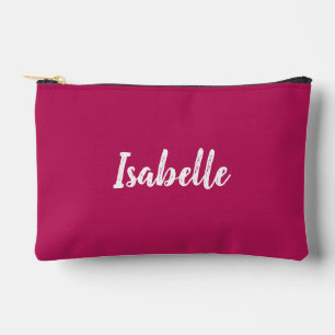Bright pink script monogram accessory pouch