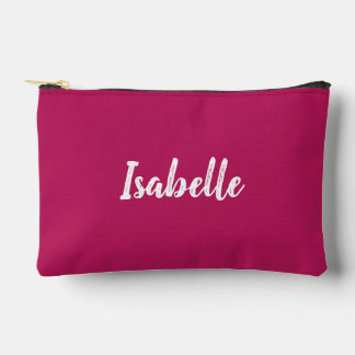 Bright pink script monogram accessory pouch
