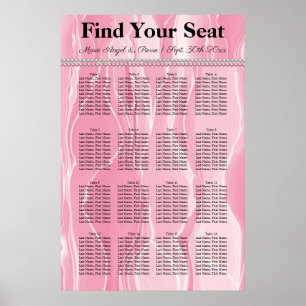 Bright Pink Silk with White Pearls Seating Chart