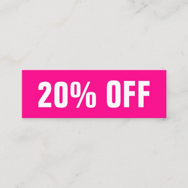 Bright pink simple modern trendy discount card (Front)