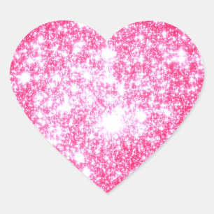 Bright Pink Stars Heart Sticker
