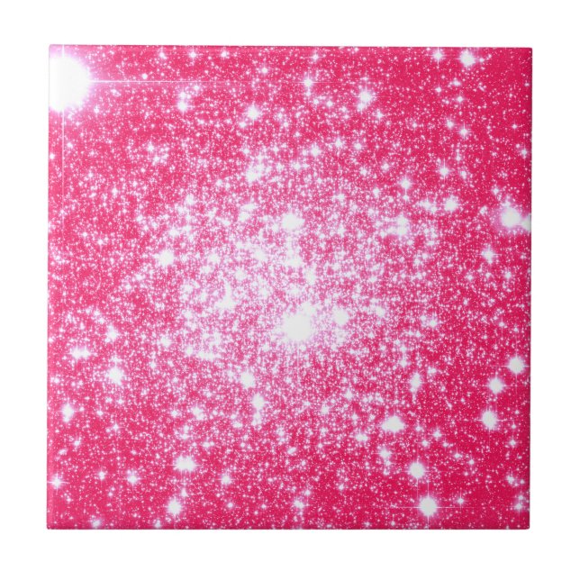 Bright Pink Stars Tile (Front)