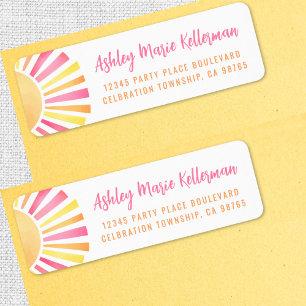 Bright Pink Sun Return Address Label
