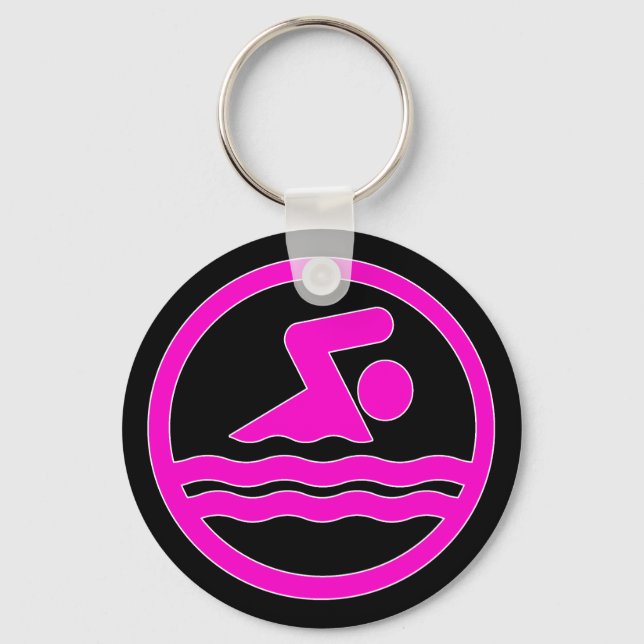 Bright Pink Swim Decal Swimmer or Coach Key Chain (Front)