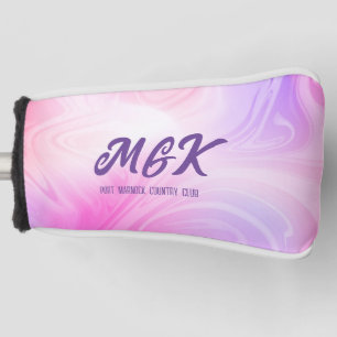 Bright Pink Swirl Design Monogrammed Putter Cover