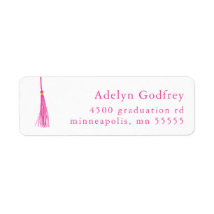 Bright Pink Tassel Graduation Return Address Label