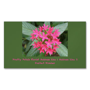 Bright Pink Tropical Flowers Personalised Magnetic Business Card