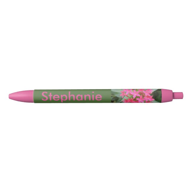 Bright Pink Tropical Flowers Personalised Pen (Front)