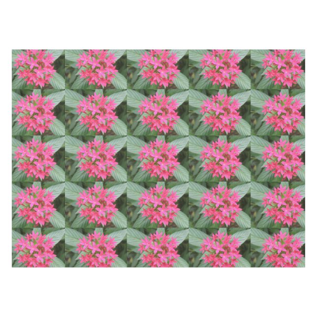 Bright Pink Tropical Flowers Tablecloth (Front (Horizontal))