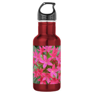 Bright Pink Tropical Flowers Water Bottle