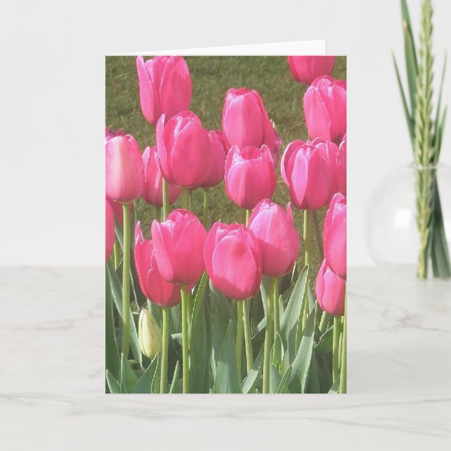 Bright Pink Tulip Garden Card (Front)