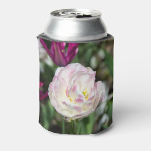 Bright pink tulips on a sunny day can cooler