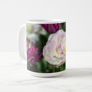 Bright pink tulips on a sunny day coffee mug