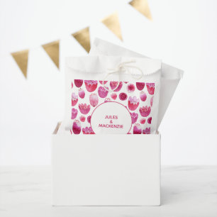 Bright Pink Watercolor Blossom Floral Wedding Favour Bag