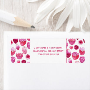Bright Pink Watercolor Blossom Return Address Label