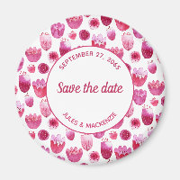 Bright Pink Watercolor Blossom Save the Date