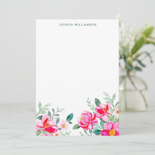 Bright Pink Watercolor Floral Bridal Shower Custom Thank You Card