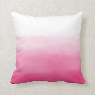 Bright Pink Watercolor Ombre Pillow
