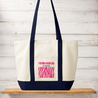 Bright Pink Wavy Animal Print Tote Bag