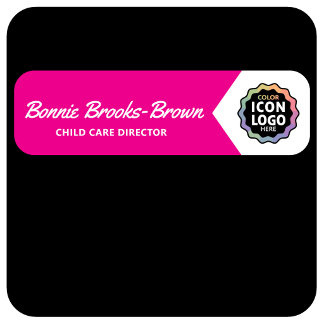 Bright Pink White ID Employee Company Logo Name Tag