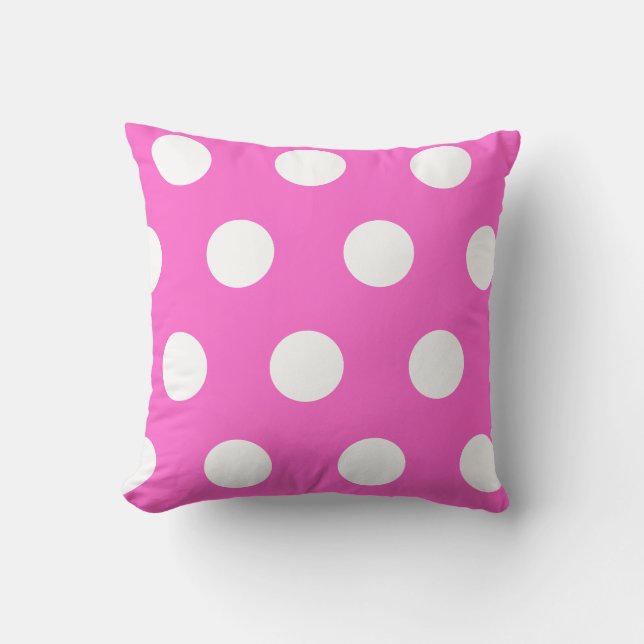 Bright Pink  white polka dot pattern Cushion (Front)