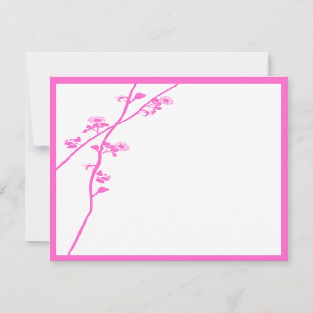 Bright Pink Wild Flower Branch Wedding RSVP