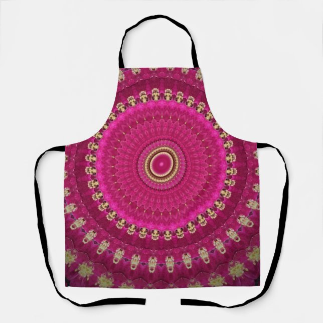 Bright Pink with Yellow Mandala  Apron (Front)