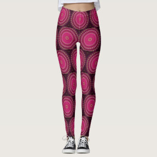 Bright Pink with Yellow Mandala Design Leggings