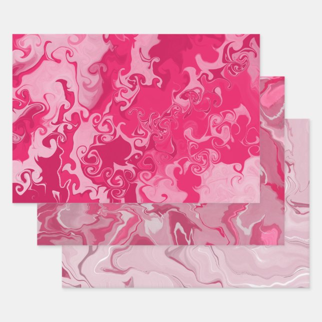 Bright Pink Wrapping Paper Flat Sheet Set of 3 (Set)
