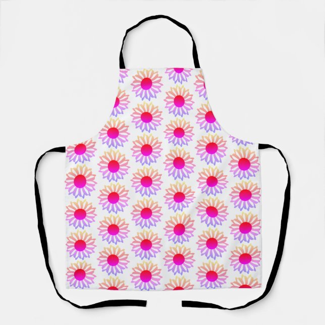 Bright Pink Yellow Floral  Apron (Front)