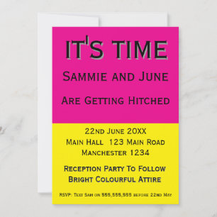 Bright Pink & Yellow Wedding Invitation Fun