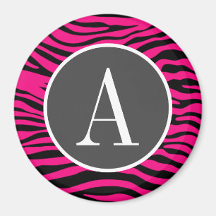Bright Pink Zebra Animal Print Magnet