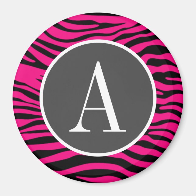 Bright Pink Zebra Animal Print Magnet (Front)