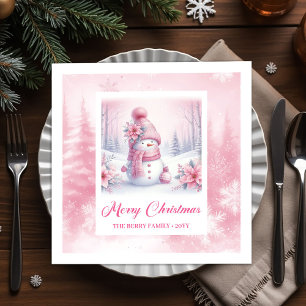 Bright Pinkmas Christmas Scene Napkins Kids Winter
