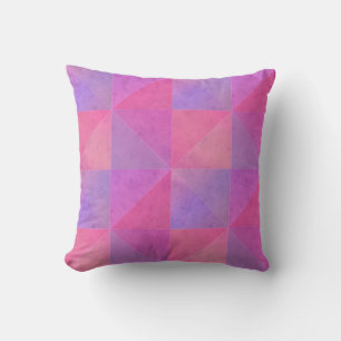 Bright Pinks Lavender Watercolor Triangles Cushion