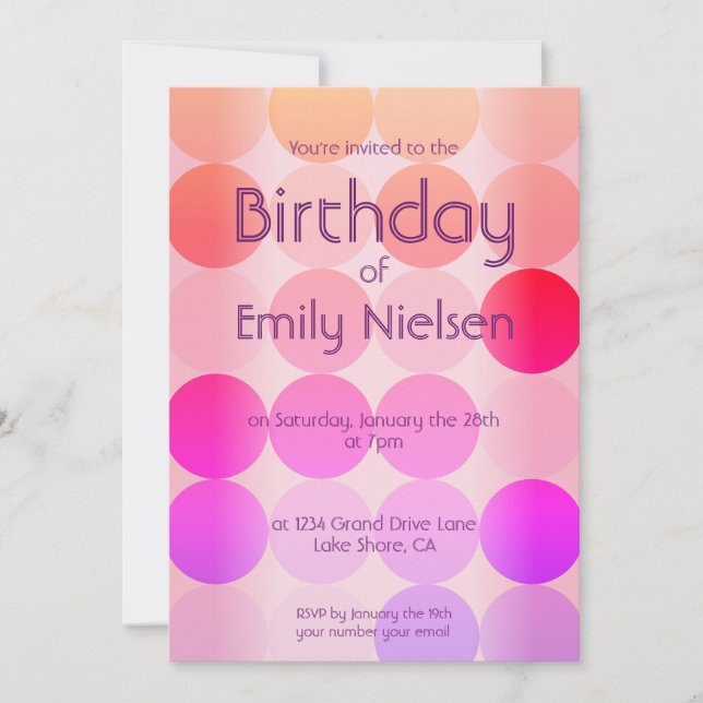 Bright Pinks Modern Birthday Invitation (Front)