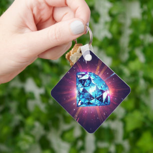 Bright Pixelated Diamond  Key Ring