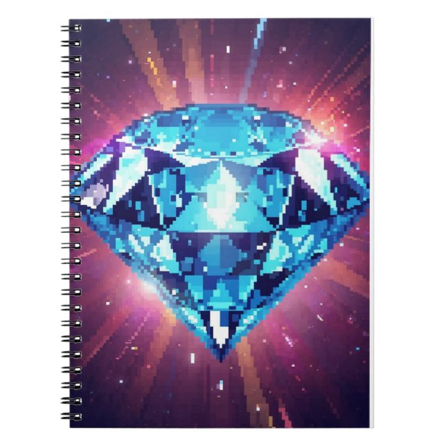 Bright Pixelated Diamond  Notebook (Front)