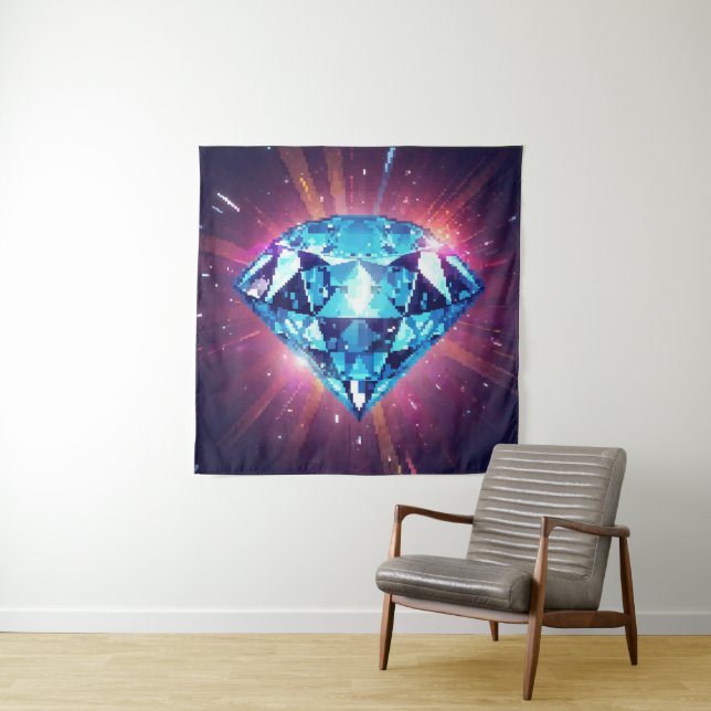 Bright Pixelated Diamond  Tapestry (In Situ)