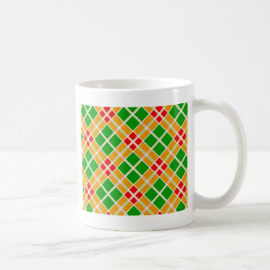 Bright Plaid Argyl green yellow pattern accessory Coffee Mug