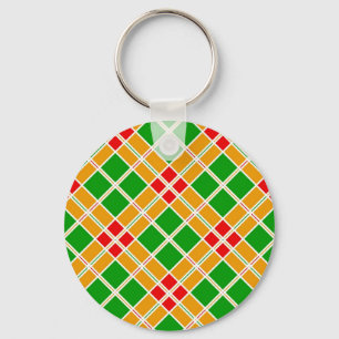 Bright Plaid Argyl green yellow pattern accessory Key Ring