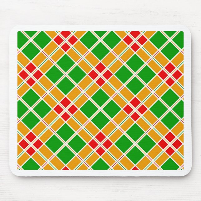 Bright Plaid Argyl green yellow pattern accessory Mouse Pad (Front)